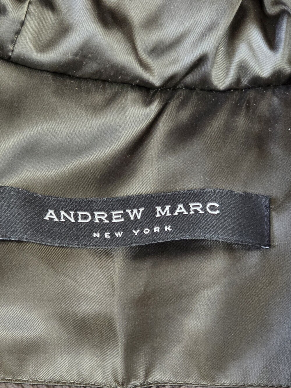 Andrew Marc Goose Down Long Puffer Coat Real Fur Hood Bronze Brown Sz. Small - Picture 7 of 15